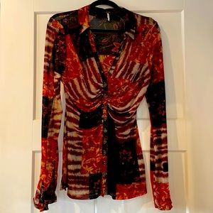 Free People blouse sheer black and red copper. Very flattering and soft.